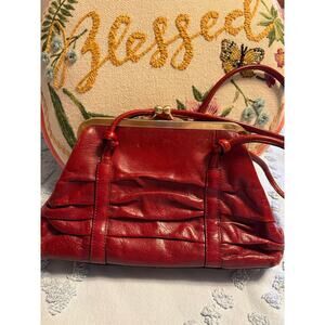 Deep red Leather Clutch by Wilson’s Leather